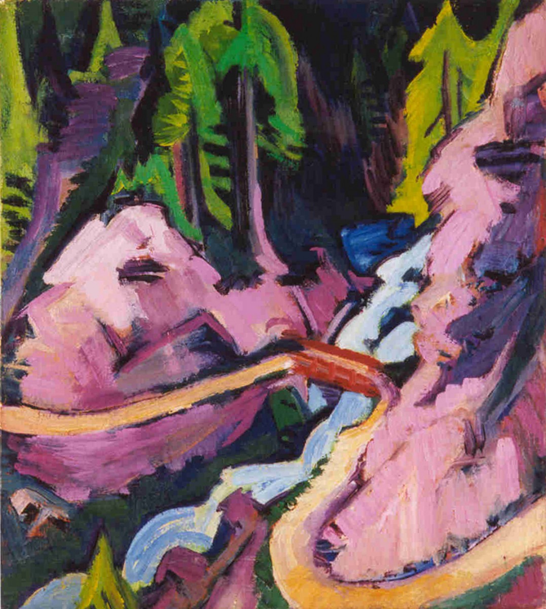 <b>Ernst Ludwig Kirchner, Bergbach mit Steg im Wald, 1921</b>